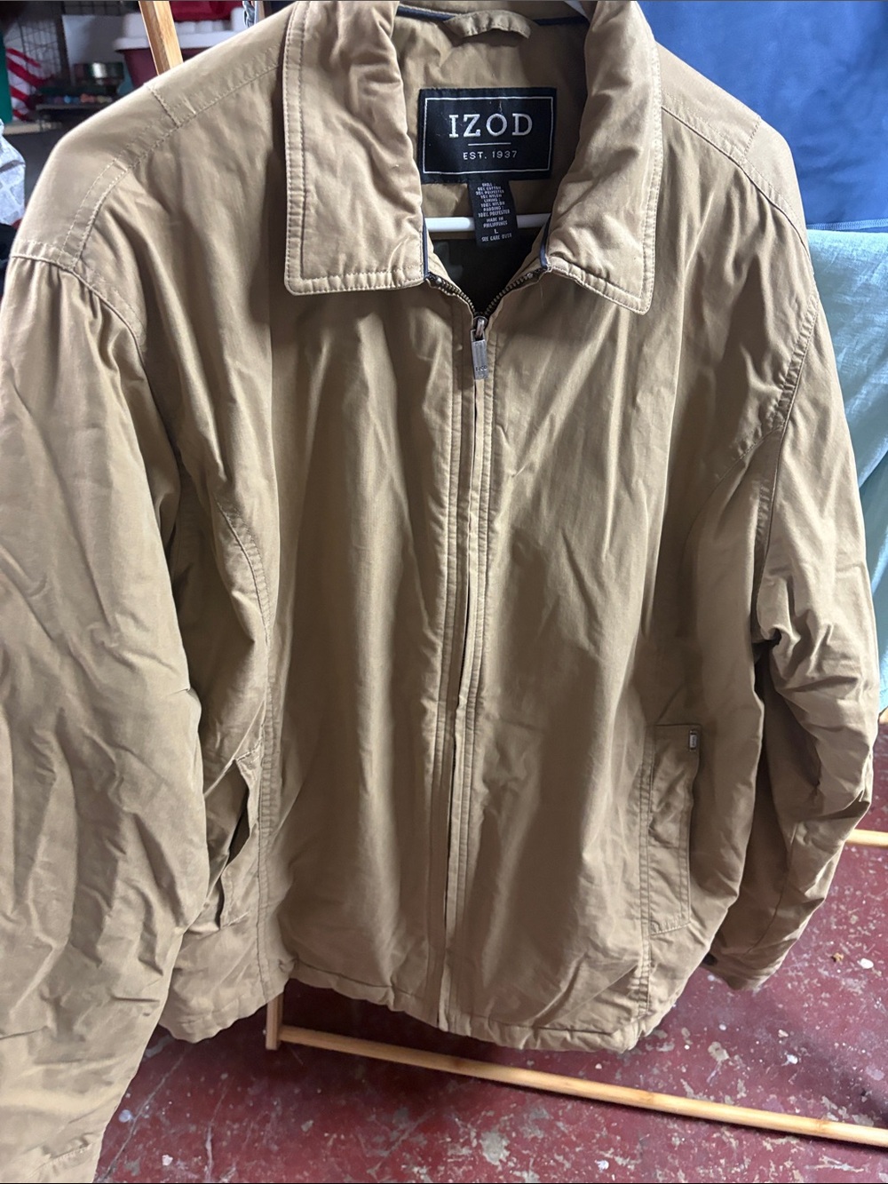 Izod Men's Khaki Lightweight Zip Jacket